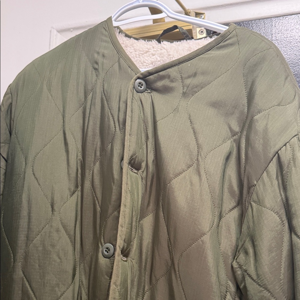 TNA Olive Green Quilted Puffer Jacket